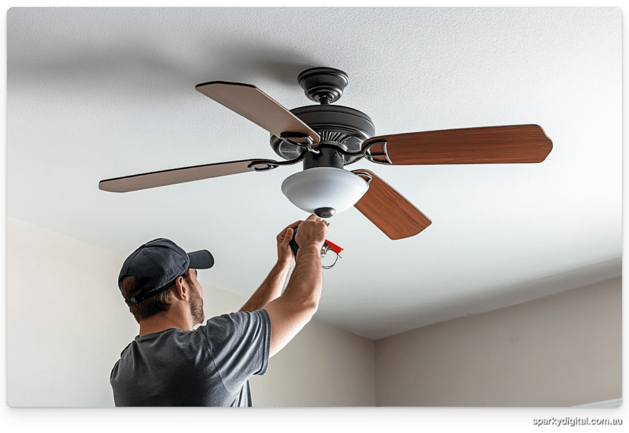 Midjourney Ceiling fan installation